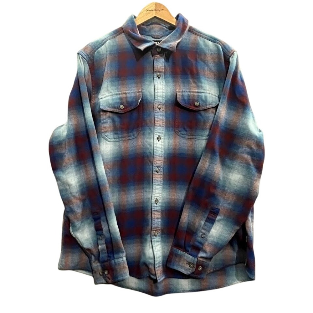 Eddie Bauer Flannel Long Sleeve Shirt Mens XL Blue‎ Maroon Plaid